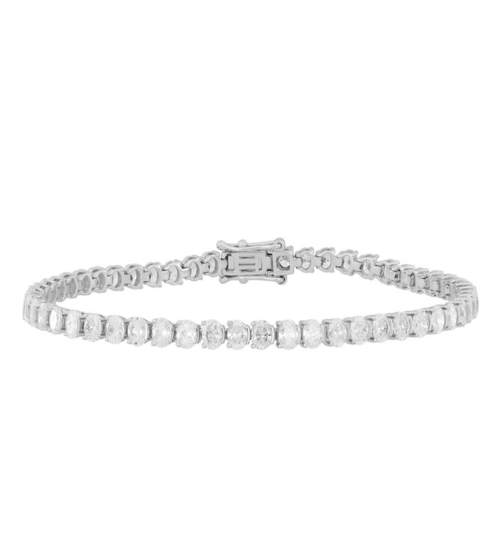 LADIES BRACELET 7CT OVAL DIAMOND 14K WHITE GOLD