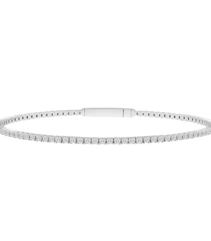 LADIES FLEXIBLE BANGLE 5CT ROUND DIAMOND 14K WHITE GOLD