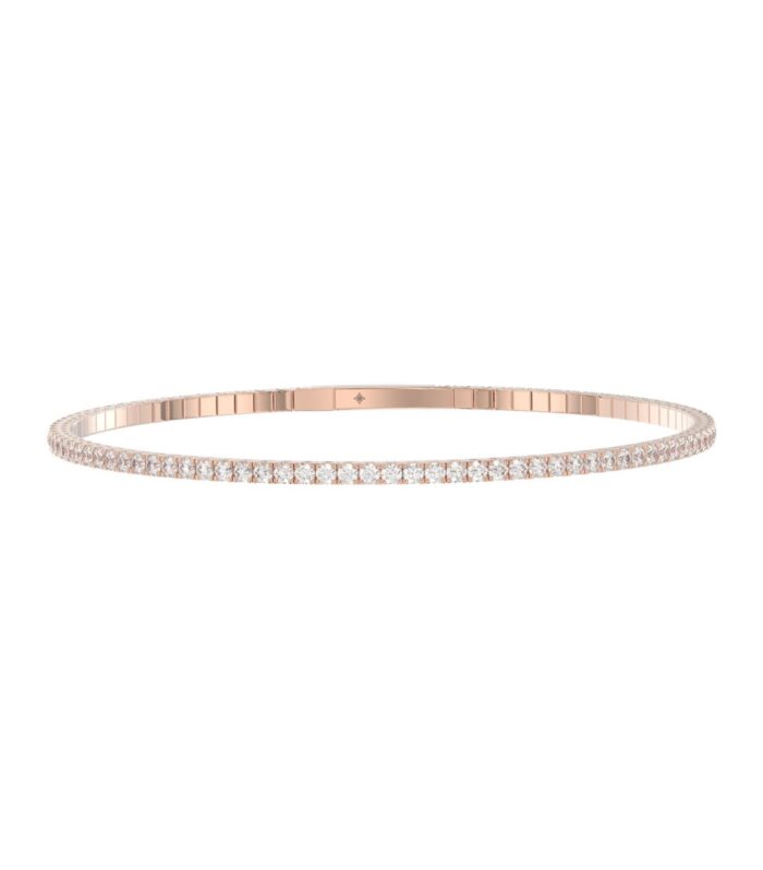 LADIES FLEXIBLE BANGLE 5 1/3CT ROUND DIAMOND 14K ROSE GOLD
