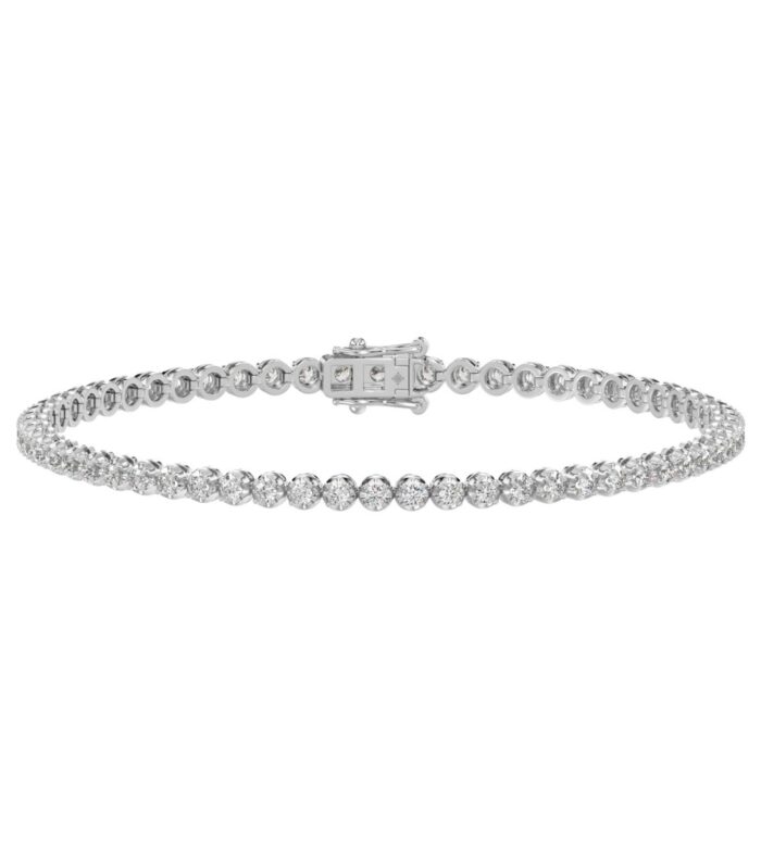 MEN'S BRACELET 2 1/2CT ROUND DIAMOND 14K WHITE GOLD