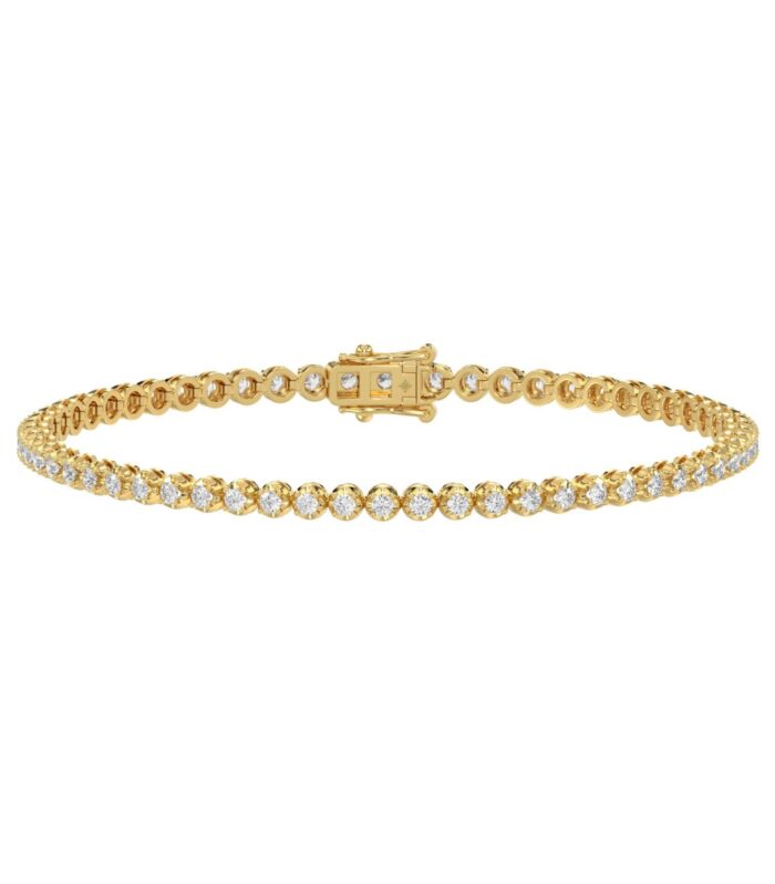 14K YELLOW GOLD 2 1/4CT 8 INCH ROUND DIAMOND MEN'S BRACELET