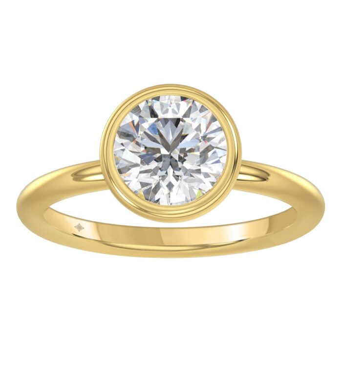 LADIES SOLITAIRE RING 2CT ROUND DIAMOND 14K YELLOW GOLD (CENTER STONE ROUND DIAMOND 2CT )