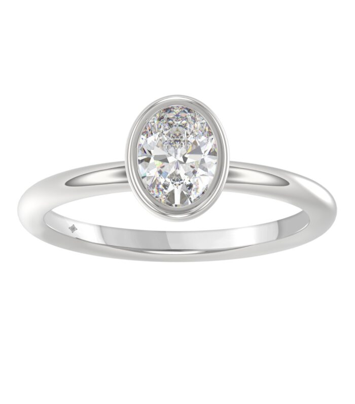 LADIES SOLITAIRE RING 1CT OVAL DIAMOND 14K WHITE GOLD (CENTER STONE OVAL DIAMOND 1CT )