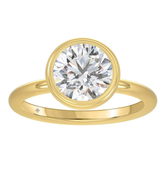 LADIES SOLITAIRE RING 3CT ROUND DIAMOND 14K YELLOW GOLD (CENTER STONE ROUND DIAMOND 3CT )