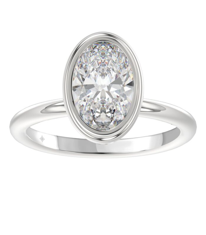 LADIES SOLITAIRE RING 3CT OVAL DIAMOND 14K WHITE GOLD (CENTER STONE OVAL DIAMOND 3CT )