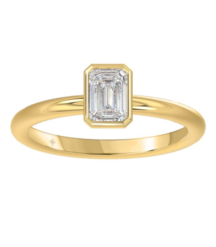 LADIES SOLITAIRE RING 1CT EMERALD DIAMOND 14K YELLOW GOLD (CENTER STONE EMERALD DIAMOND 1CT )