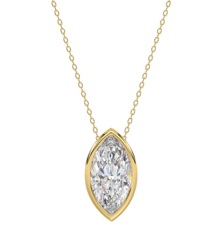 LADIES SOLITAIRE PENDANT 3CT MARQUISE DIAMOND 14K YELLOW GOLD