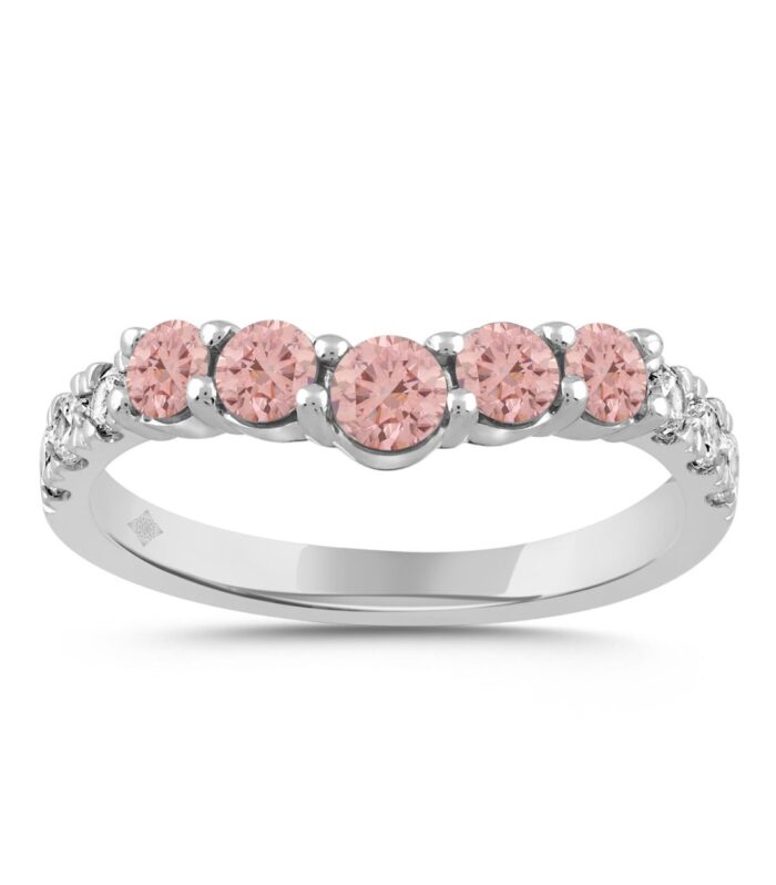 ETERNAL BLUSH COLLECTION LADIES BAND 1CT PINK ROUND DIAMOND 14K WHITE GOLD