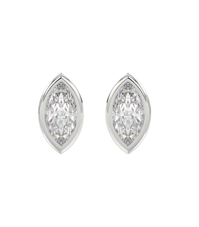 LADIES SOLITAIRE EARRINGS 3CT MARQUISE DIAMOND 14K WHITE GOLD