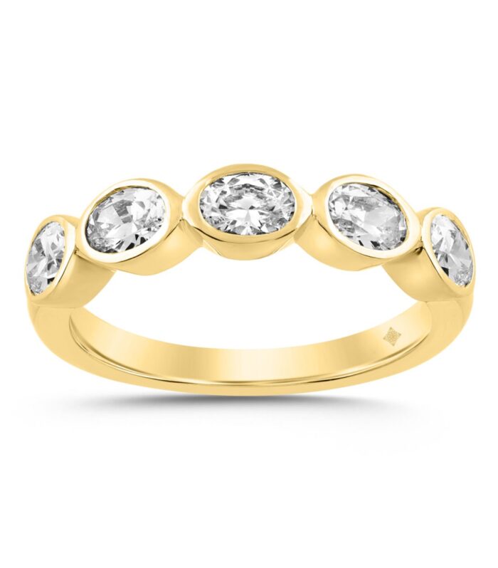 LADIES BAND 1CT OVAL DIAMOND 14K YELLOW GOLD