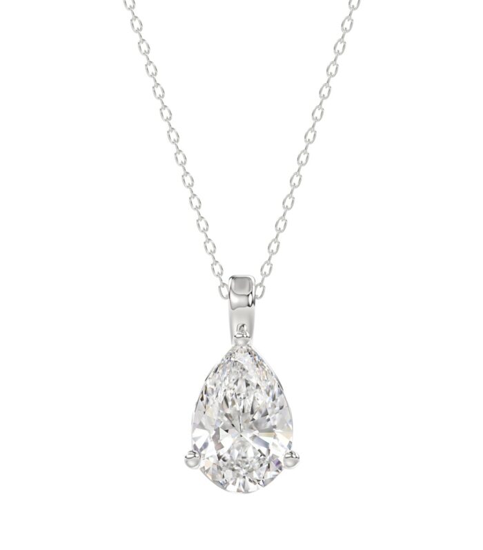 LADIES SOLITAIRE PENDANT 2 1/2CT PEAR DIAMOND 14K WHITE GOLD