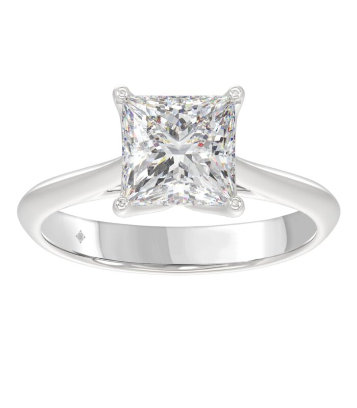LADIES SOLITAIRE RING 2 1/2CT PRINCESS DIAMOND 14K WHITE GOLD