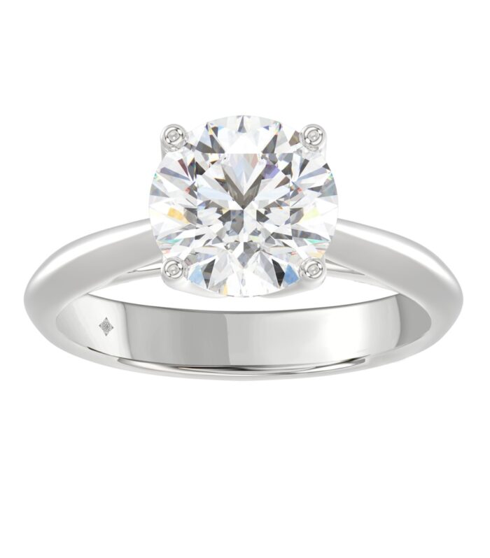LADIES SOLITAIRE RING 2 1/2CT ROUND DIAMOND 14K WHITE GOLD