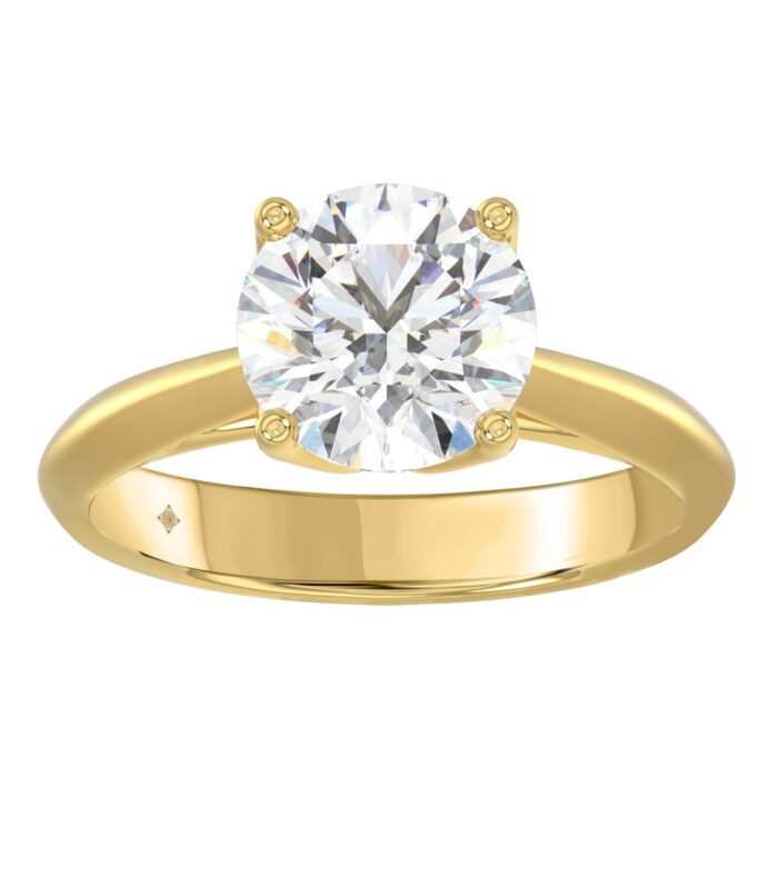 LADIES SOLITAIRE RING 2 1/2CT ROUND DIAMOND 14K YELLOW GOLD