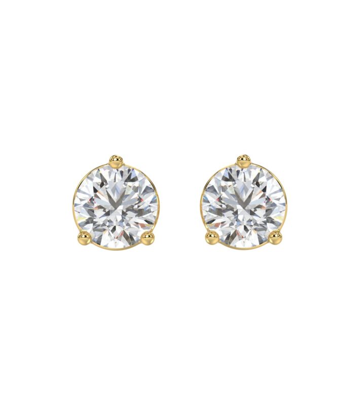 LADIES SOLITAIRE EARRINGS 4CT ROUND DIAMOND 14K YELLOW GOLD (CENTER STONE ROUND DIAMOND 2CT )