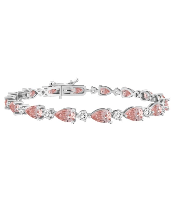 ETERNAL BLUSH COLLECTION LADIES BRACELET 9 1/2CT ROUND/ PINK PEAR DIAMOND 14K WHITE/ROSE GOLD