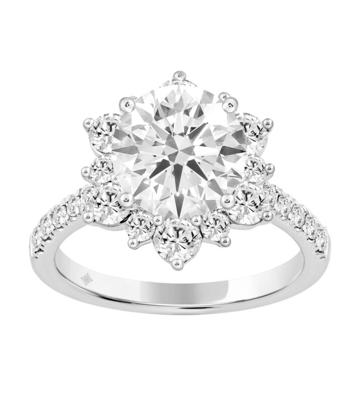 14K WHITE GOLD 1.00CT ROUND DIAMOND LADIES RING (CENTER STONE ROUND DIAMOND 2CT)