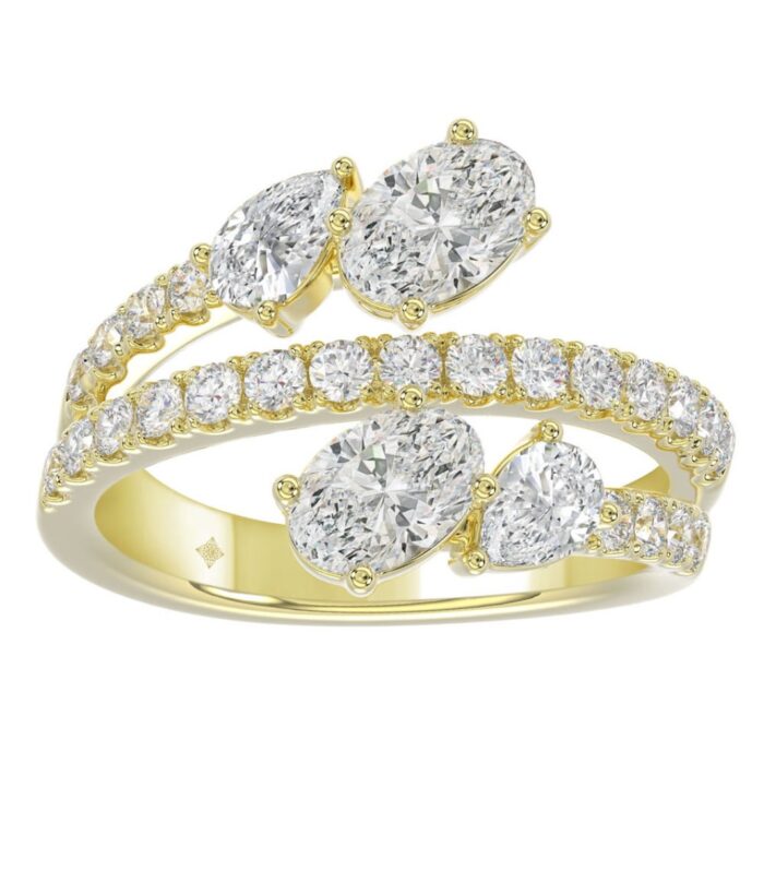 LADIES RING 2.00CT ROUND/OVAL/PEAR DIAMOND 14K YELLOW GOLD