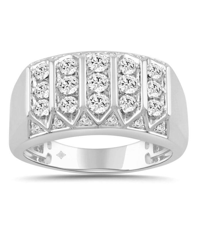 10K WHITE GOLD 1.00CT ROUND DIAMOND MEN'S RING