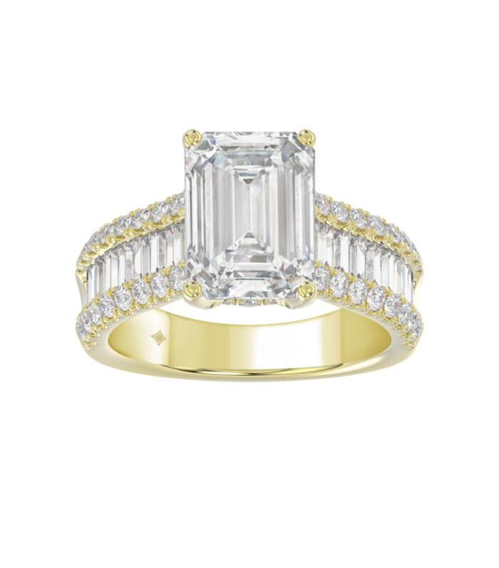 14K WHITE GOLD 1 1/4CT ROUND/BAGUETTE/RADIANT DIAMOND LADIES RING (CENTER STONE RADIANT DIAMOND 4CT)