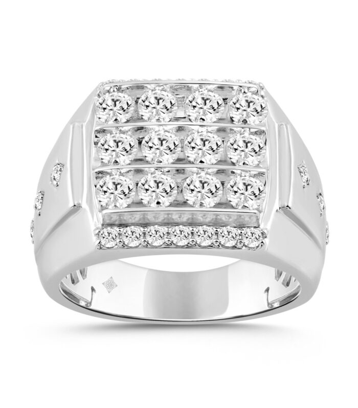 10K WHITE GOLD 2.00CT ROUND DIAMOND MEN'S RING