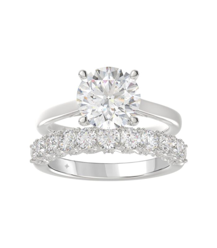 LADIES BRIDAL SET 4.00CT ROUND DIAMOND 14K WHITE GOLD (CENTER STONE ROUND DIAMOND 3.00CT)