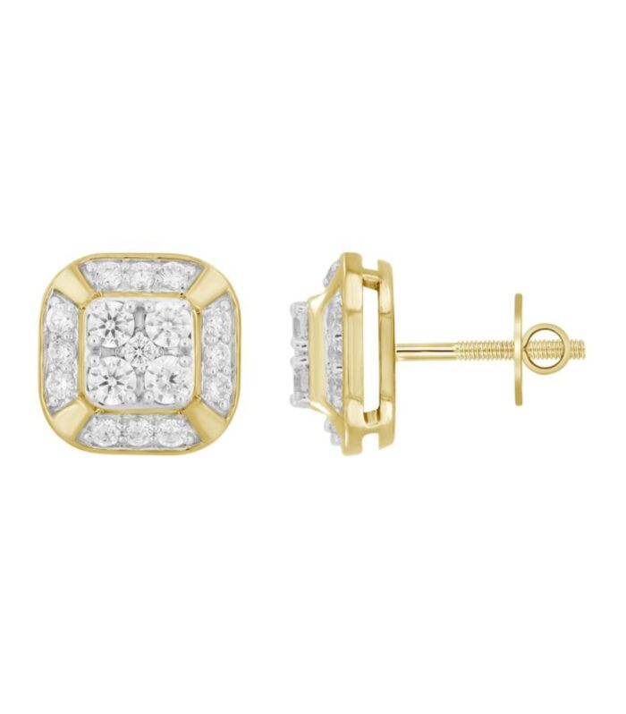 10K YELLOW GOLD 1/2CT ROUND DIAMOND LADIES EARRING
