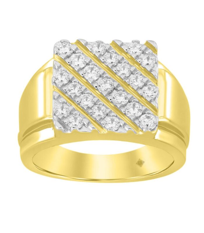 10K YELLOW GOLD 1.00CT ROUND DIAMOND MEN'S RING