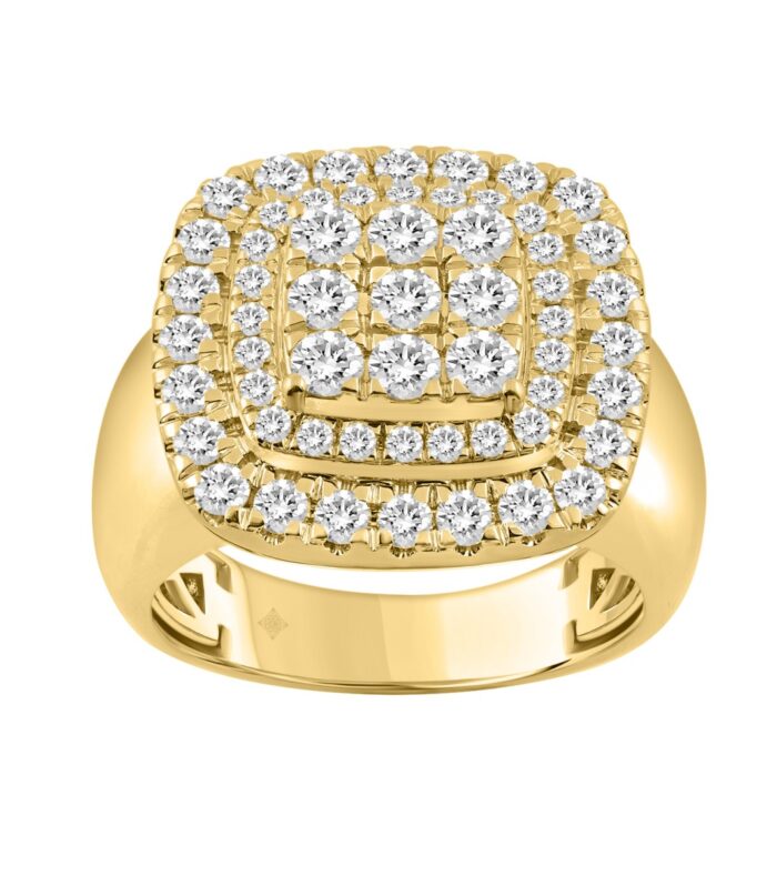 10K YELLOW GOLD 2 1/4CT ROUND DIAMOND MEN'S RING