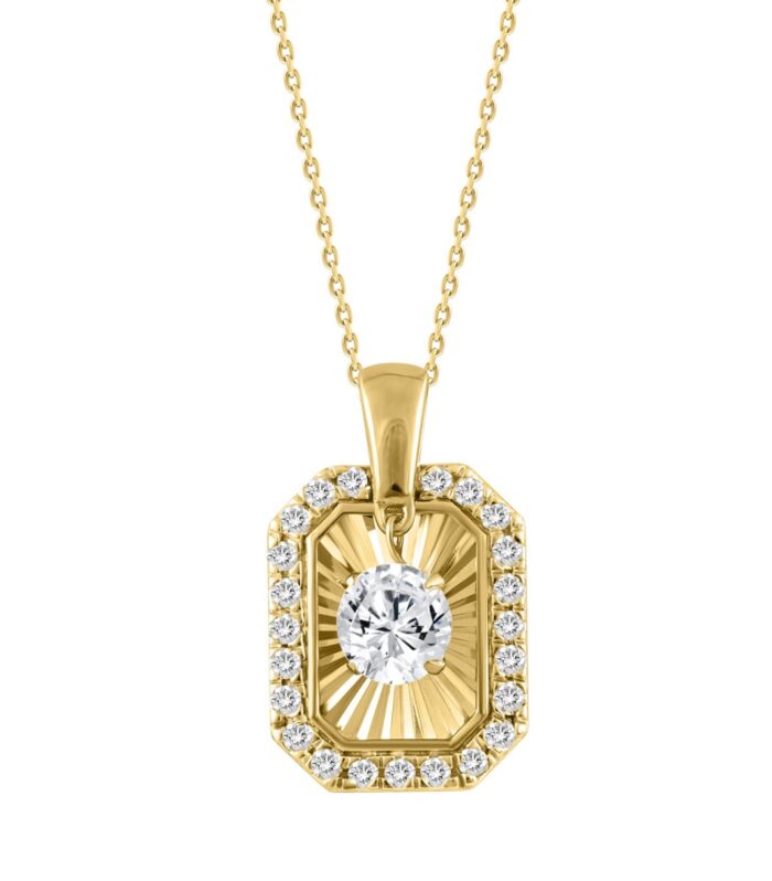 10K YELLOW GOLD 3/4CT ROUND DIAMOND LADIES PENDANT WITH CHAIN