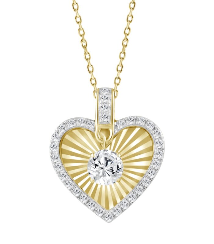 10K YELLOW GOLD 3/4CT ROUND DIAMOND LADIES PENDANT WITH CHAIN
