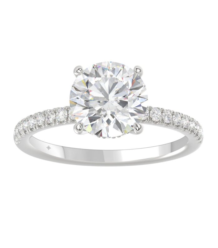14K WHITE GOLD 2 1/4CT ROUND DIAMOND LADIES RING (CENTER STONE ROUND DIAMOND 2CT)