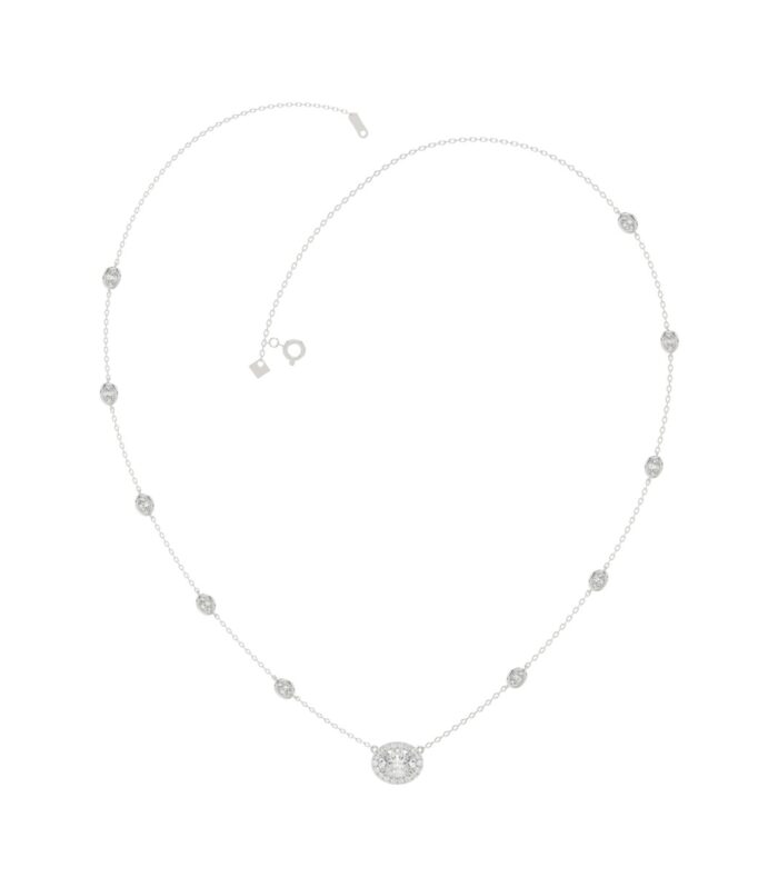 14K WHITE GOLD 2 1/4CT ROUND/OVAL DIAMOND LADIES NECKLACE