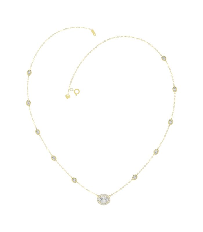 14K YELLOW GOLD 2 1/4CT ROUND/OVAL DIAMOND LADIES NECKLACE