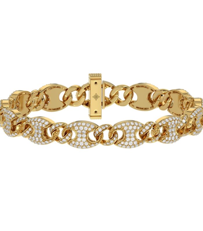 10K YELLOW GOLD 3 1/2CT ROUND DIAMOND MEN'S BRACELET