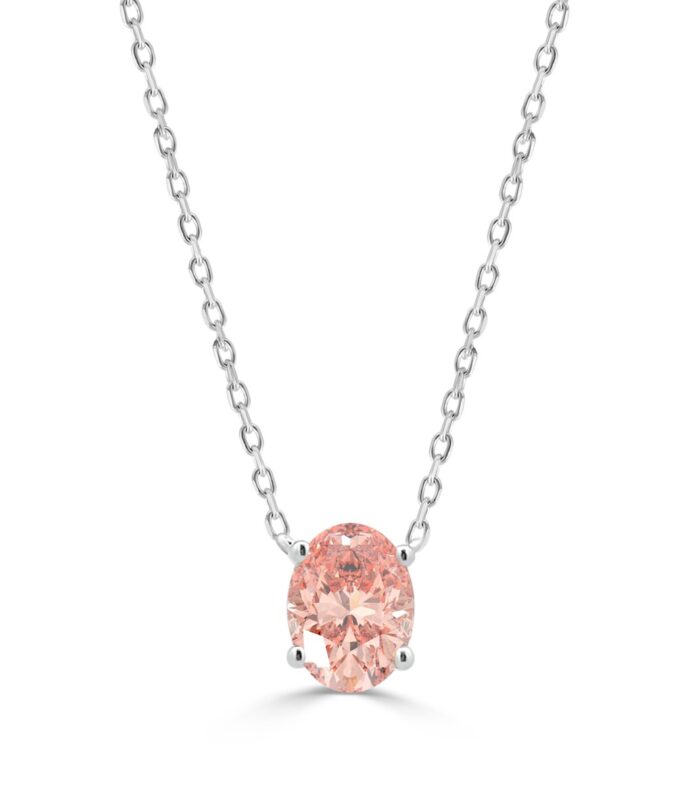 ETERNAL BLUSH COLLECTION 14K WHITE GOLD 1.00CT OVAL PINK DIAMOND LADIES PENDANT