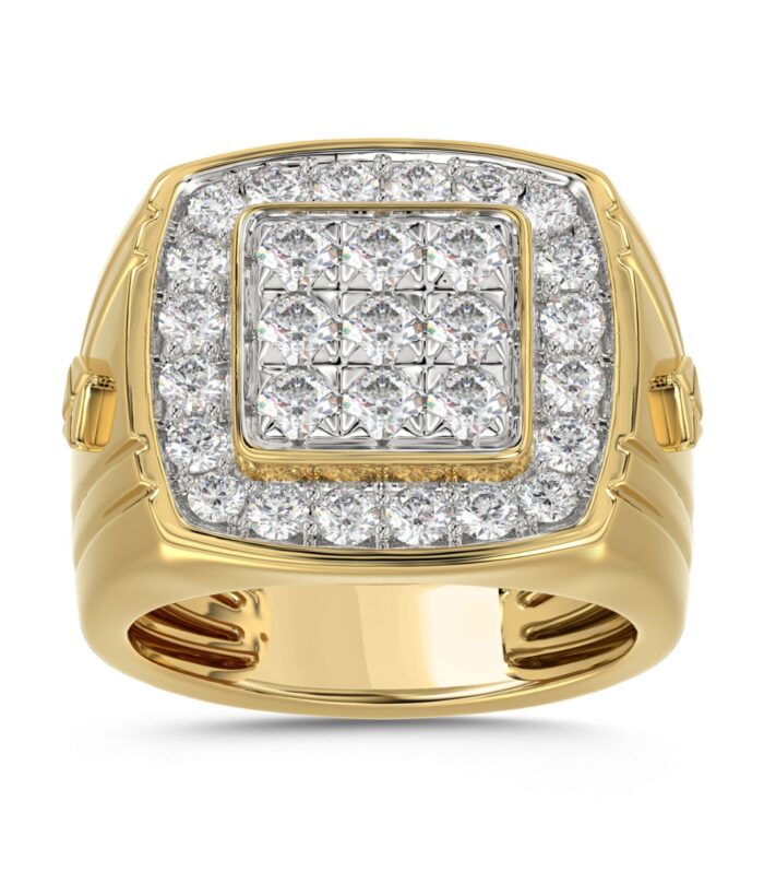 10K YELLOW GOLD 2.00CT ROUND DIAMOND MEN'S RING
