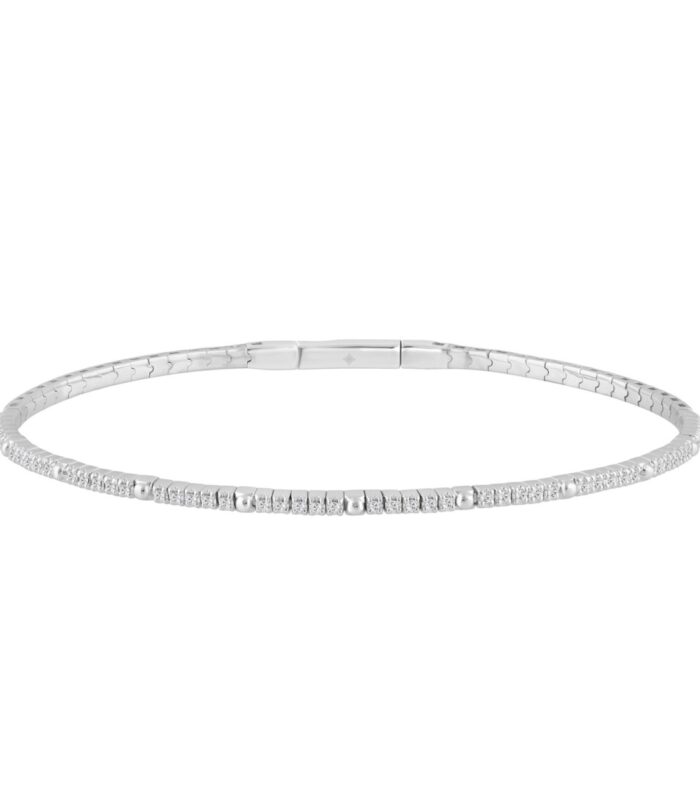 9K WHITE GOLD 1/6CT ROUND DIAMOND LADIES BANGLE