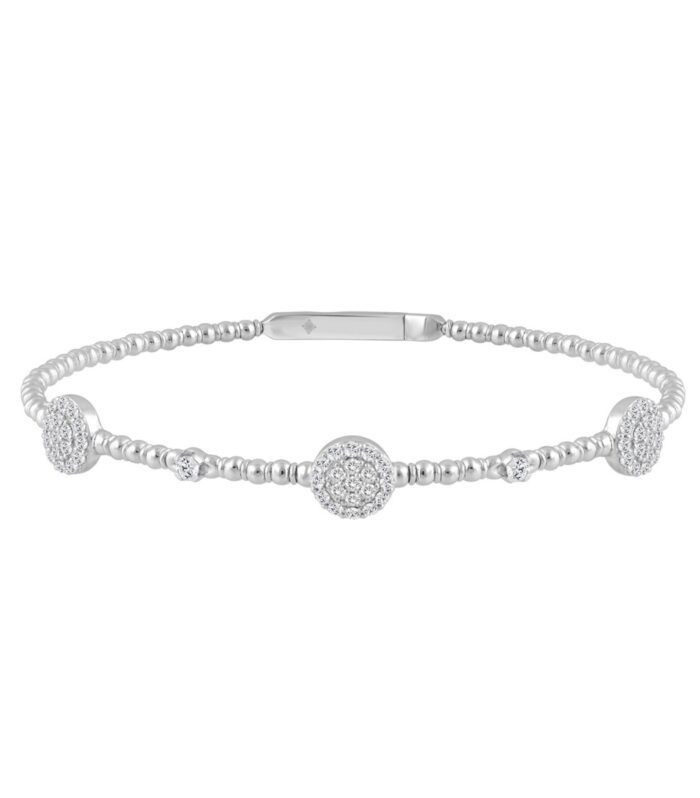 9K WHITE GOLD 5/8CT ROUND DIAMOND LADIES BANGLE