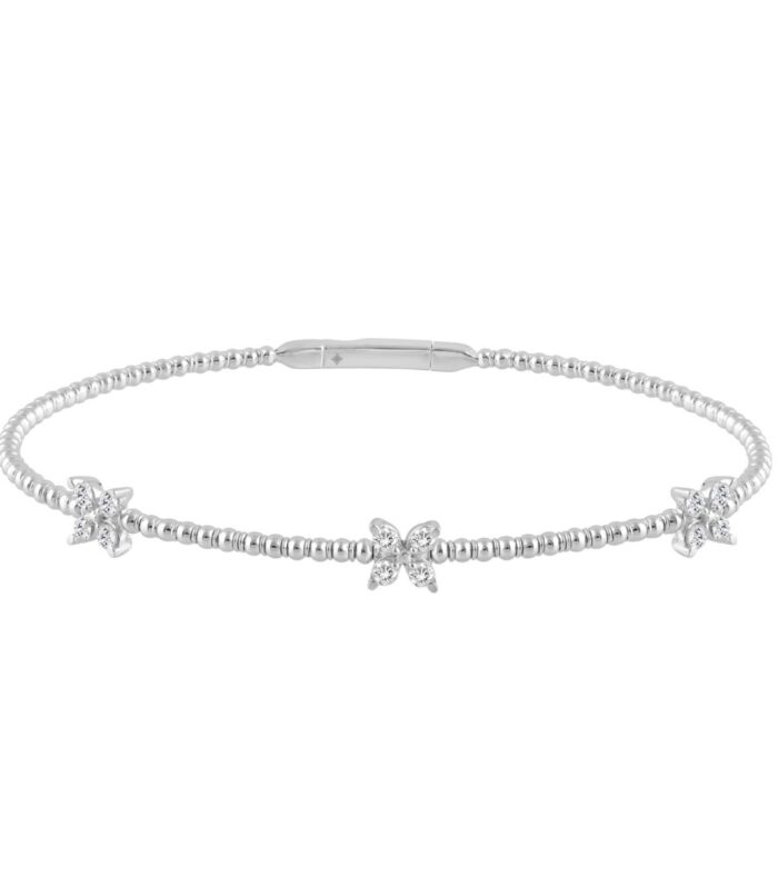 9K WHITE GOLD 1/3CT ROUND DIAMOND LADIES BANGLE