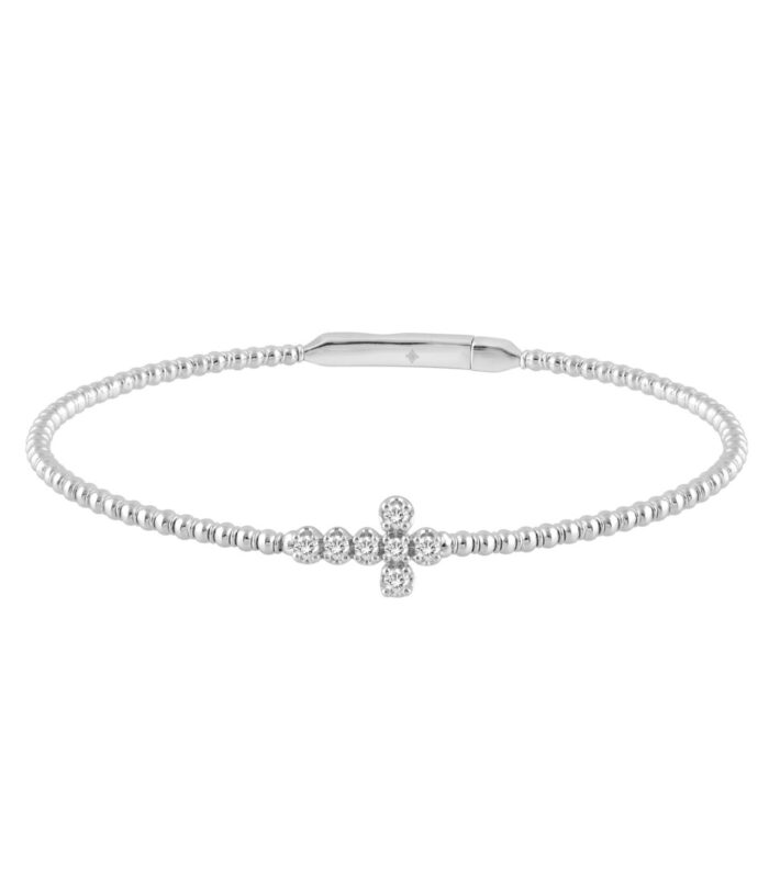 9K WHITE GOLD 1/6CT ROUND DIAMOND LADIES BANGLE