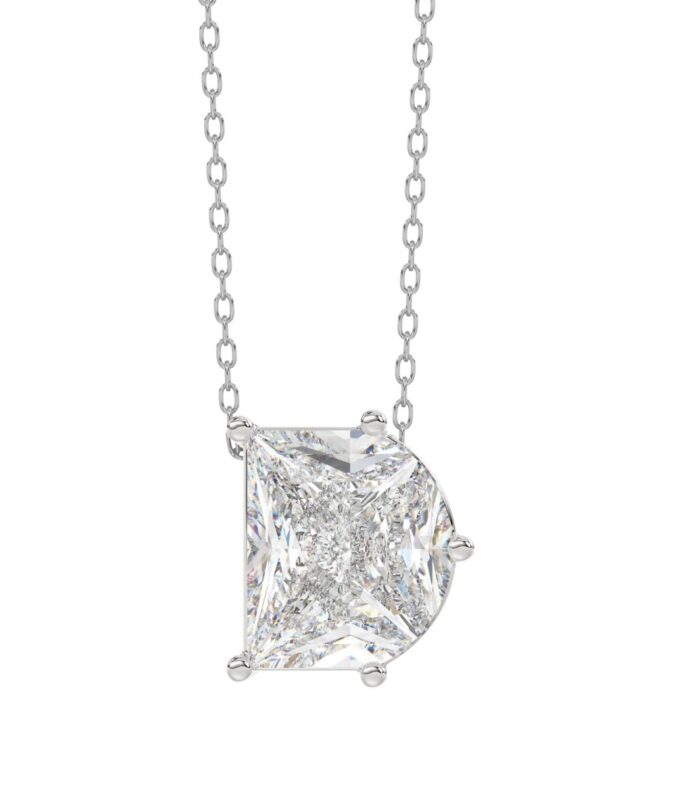 10K WHITE GOLD 2 1/3CT FANCY CUT ALPHABET DIAMOND LADIES PENDANT WITH CHAIN