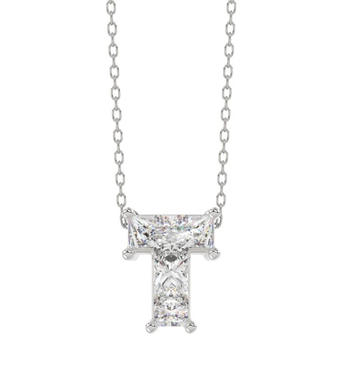 10K WHITE GOLD 1.00CT FANCY CUT ALPHABET DIAMOND LADIES PENDANT WITH CHAIN