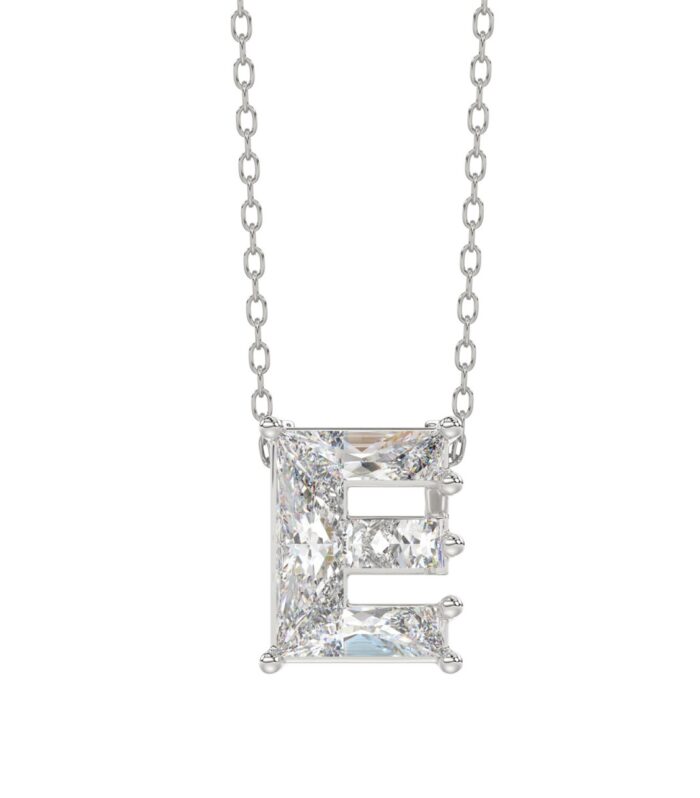 10K WHITE GOLD 1 1/2CT FANCY CUT ALPHABET DIAMOND LADIES PENDANT WITH CHAIN
