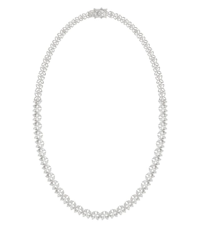 LADIES NECKLACE 19 1/2CT ROUND/PEAR/MARQUISE DIAMOND 14K WHITE GOLD